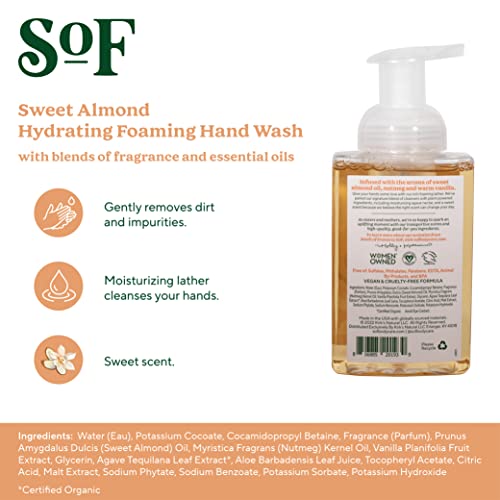 שטיפת ידיים מקצרת שקדים מתוקה על ידי SOF טיפול בגוף | צוף אגבה אורגני לחות | בקבוק משאבה 8 גרם כל אחד | 6 בקבוקים